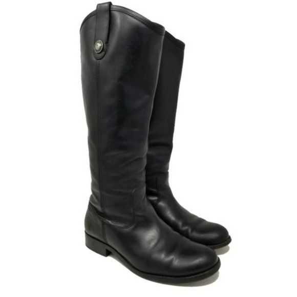 Frye Melissa Button Lug Tall Knee High Riding Equestrian Inspired Boots Black 6 - Picture 2 of 8